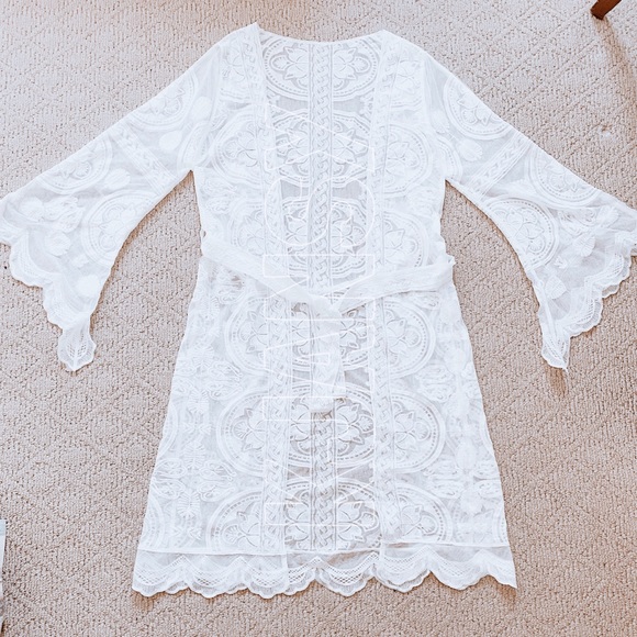Bohemian Kimono White Lace Duster - Picture 7 of 8